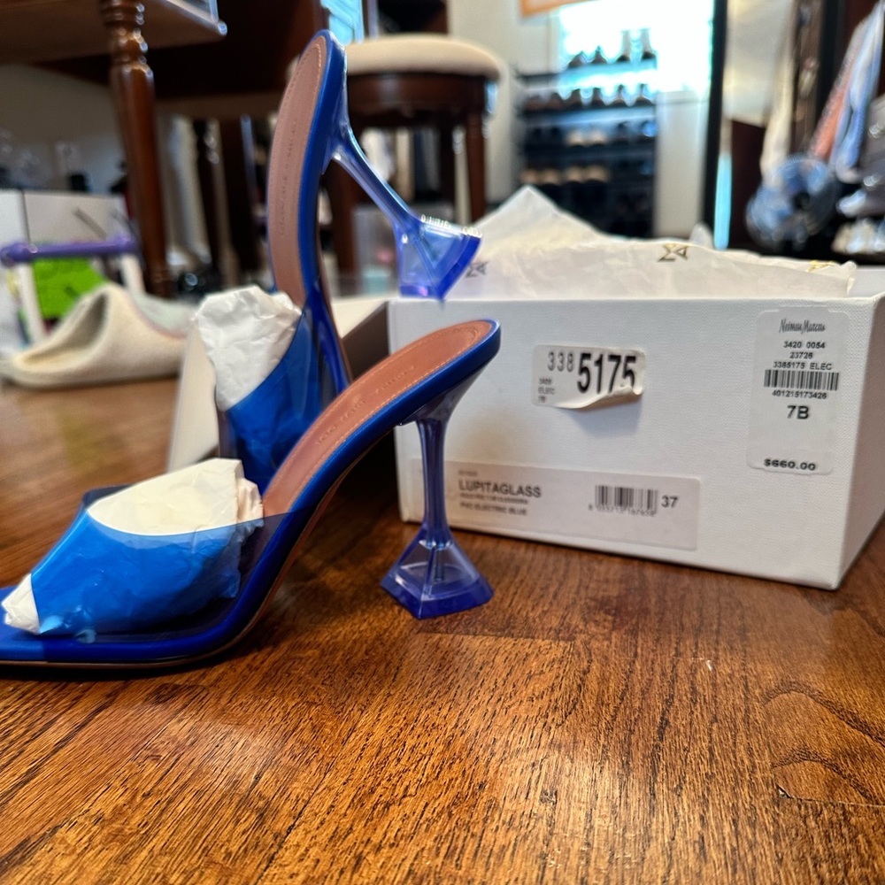 Amina Muadi PVC electric blue slides